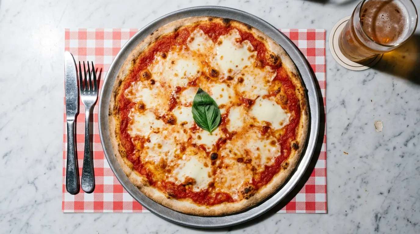 Pizza margherita romana appena uscita dal forno